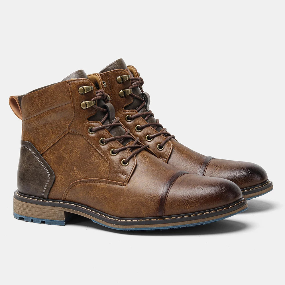Brogue Men Chelsea Boots 2025 American Style Comfortable Leather Ankle Boots