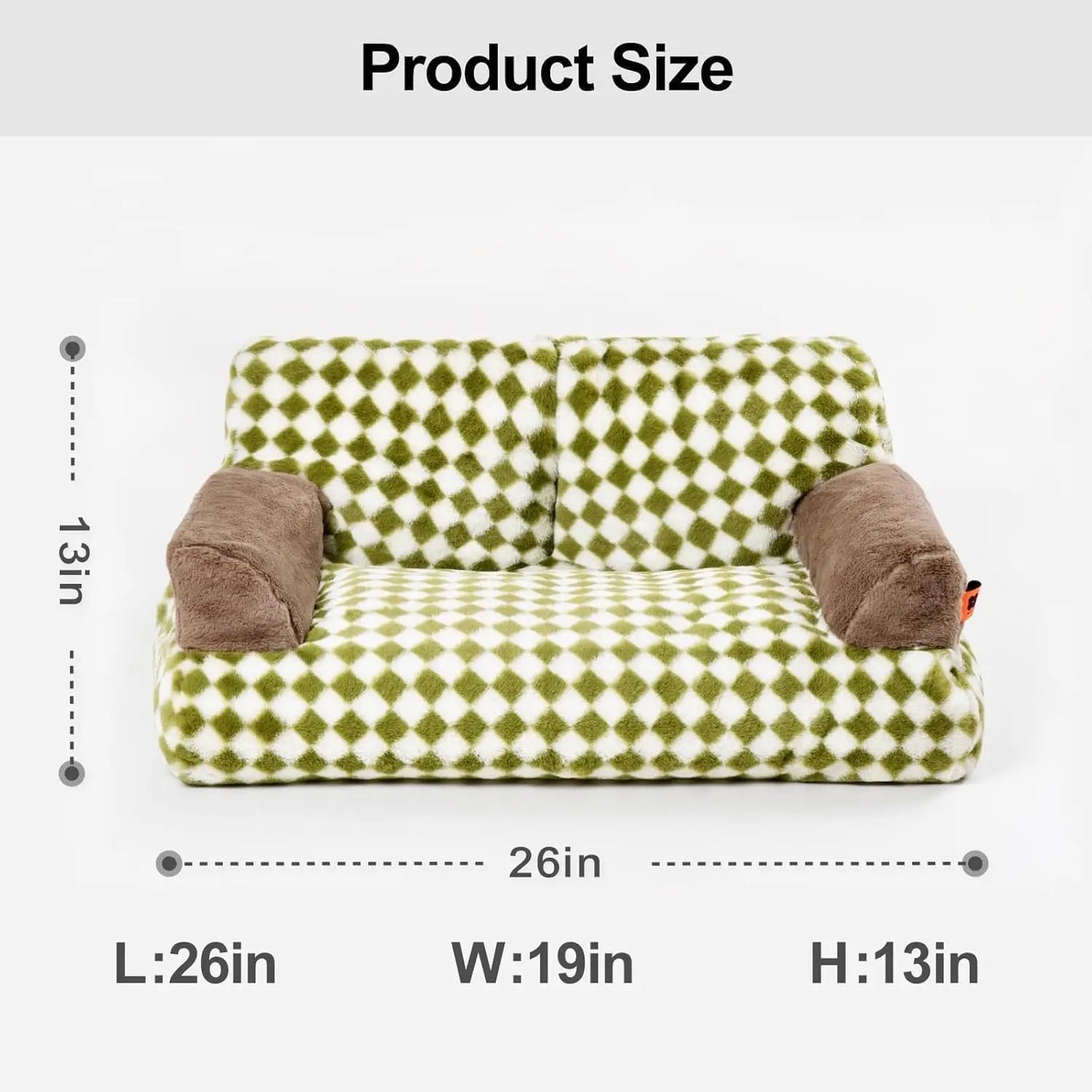 Mewoofun Pet Couch Bed 26x19x13 Inch Washable Cat Bed for Medium Small Dogs and Cats Up to 25 Pounds Fluffy Black and White Couch