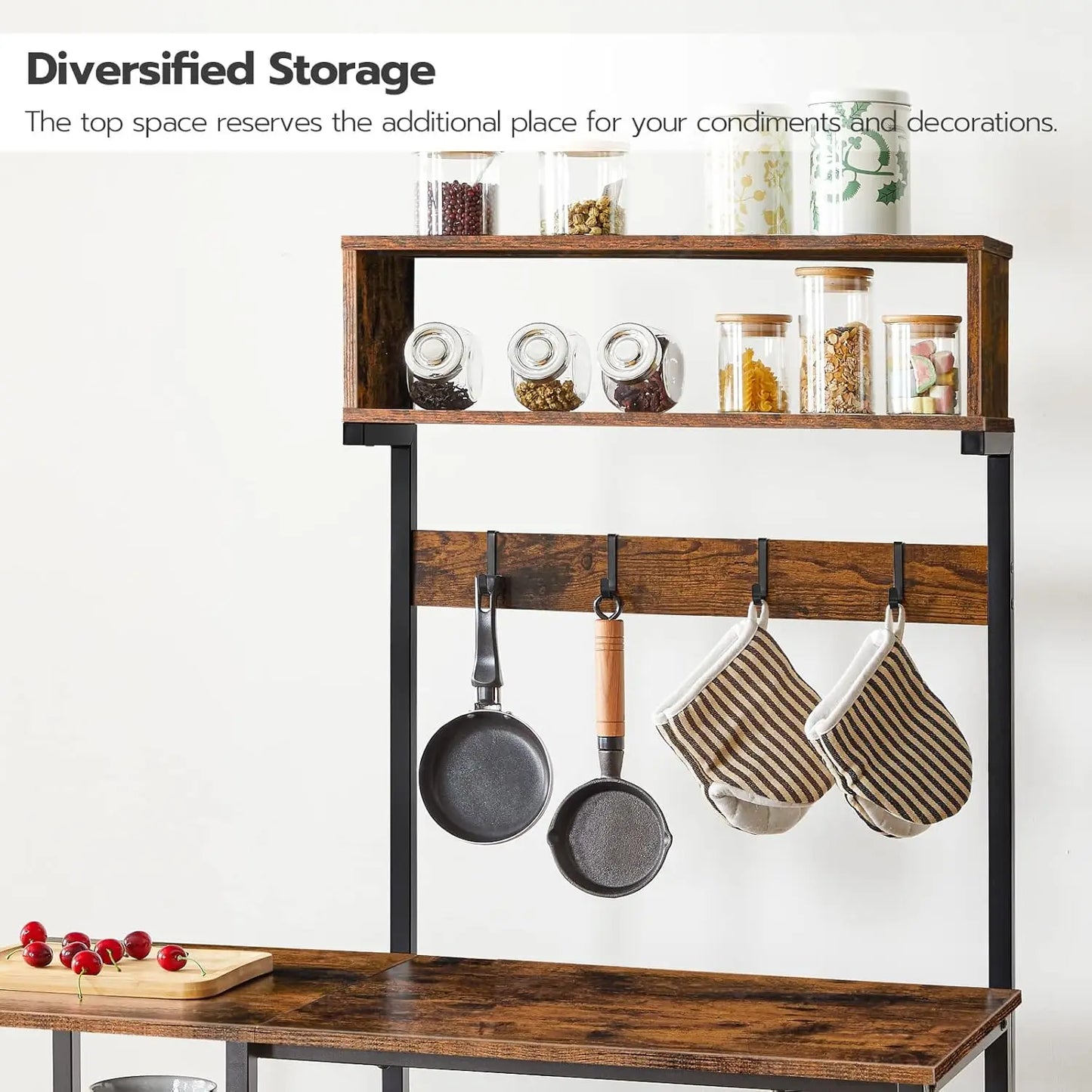 Bakers Rack with Power Outlet  35.4 Inches Microwave Stand