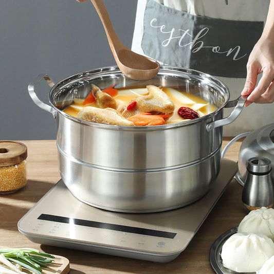304 Stainless Steel Steamer Stackable Steam Cooker 32cm Diameter 5 Levels