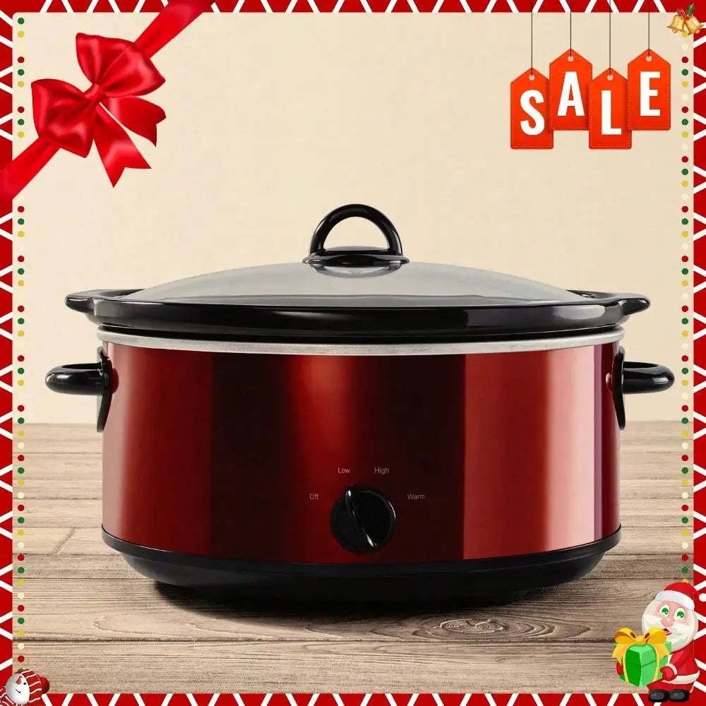 Kitchen Essentials 7 Quart Versatile Slow Cooker for Stews Seasonings Durable Easy to Clean Suitable for Cooking