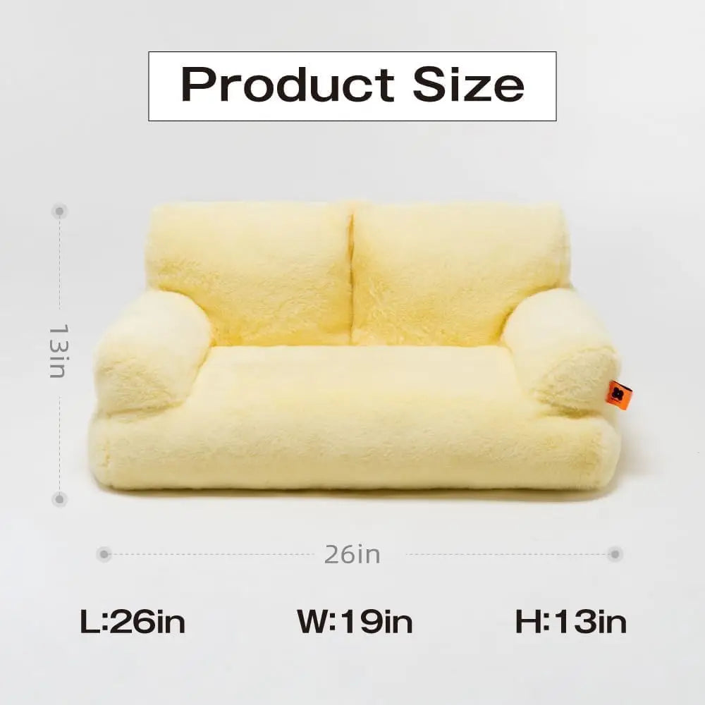 Mewoofun Pet Couch Bed 26x19x13 Inch Washable Cat Bed for Medium Small Dogs and Cats Up to 25 Pounds Fluffy Black and White Couch