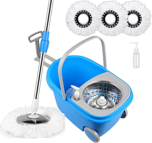 Blue Spin Mop Bucket Sets 61" Extended Handle