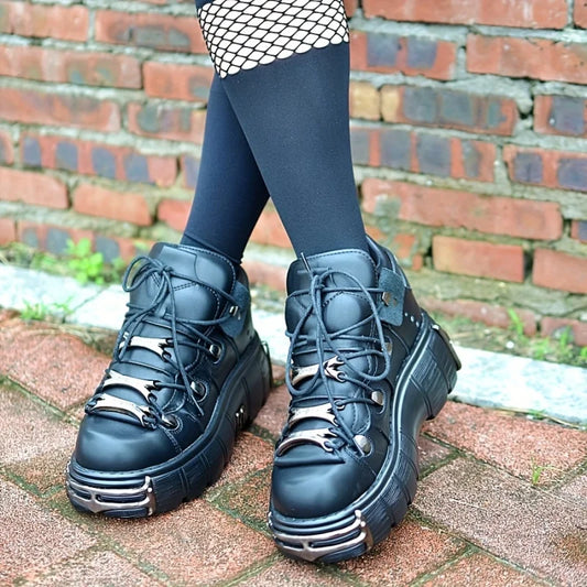 Women Platform Sneakers Metal Decoration Gothic Punk Style
