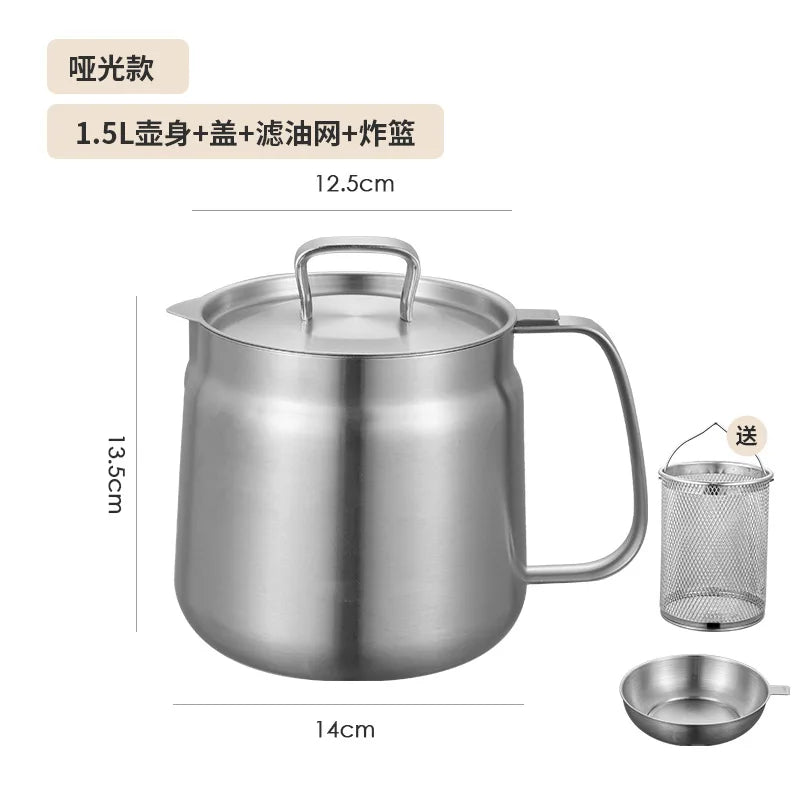 Oil Filter Pot with Strainer Deep Fryer Basket