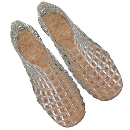 Women Jelly Flats Fashion Slip On Square Toe Hollow Out Ballet Flats Lightweight Beach Shoes for Outdoor Travel