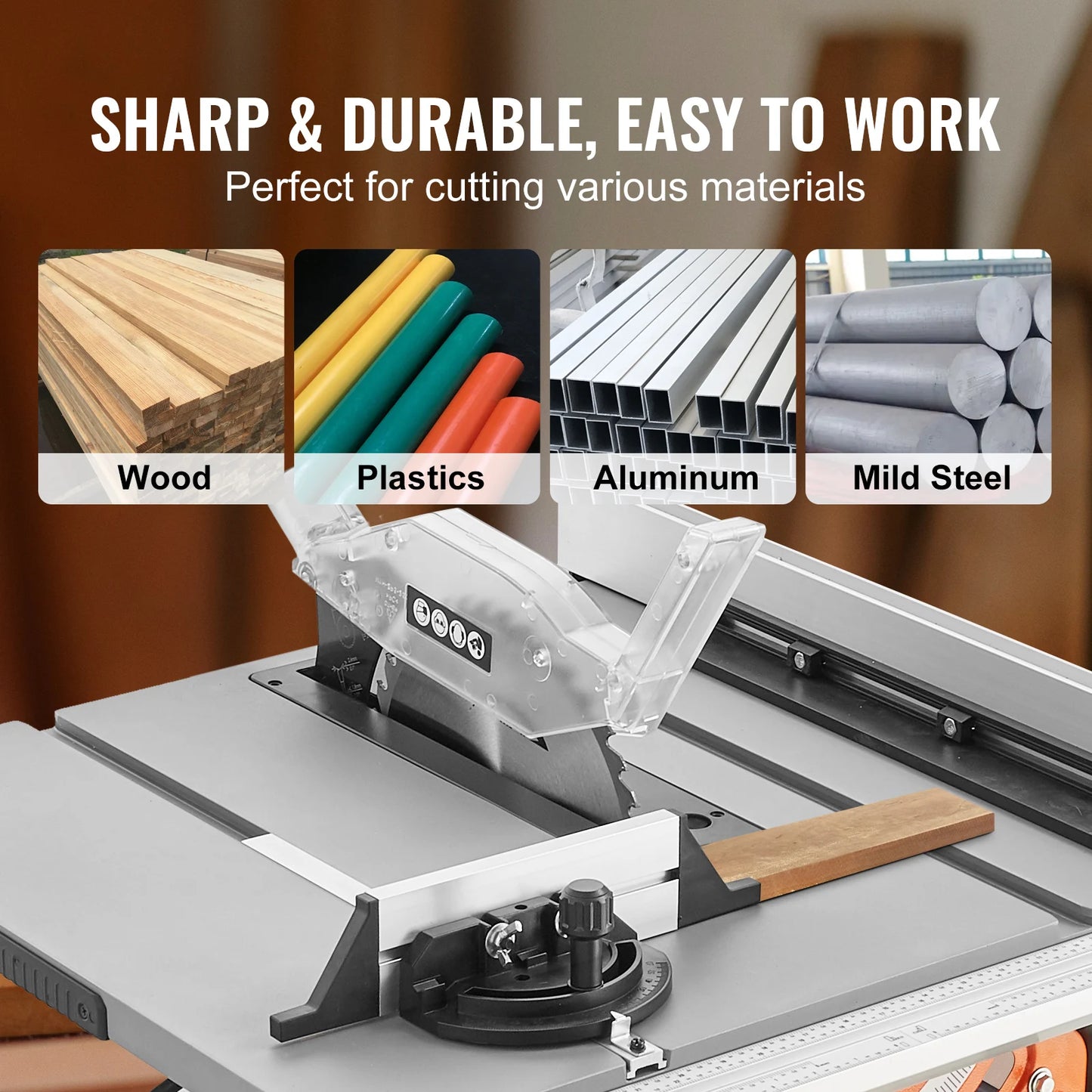 SucceBuy Table Saw for Jobsite 10 Inch 15 Amp 25 Inch Max Rip Capacity 40 Tooth Blade Portable Compact DIY Woodworking