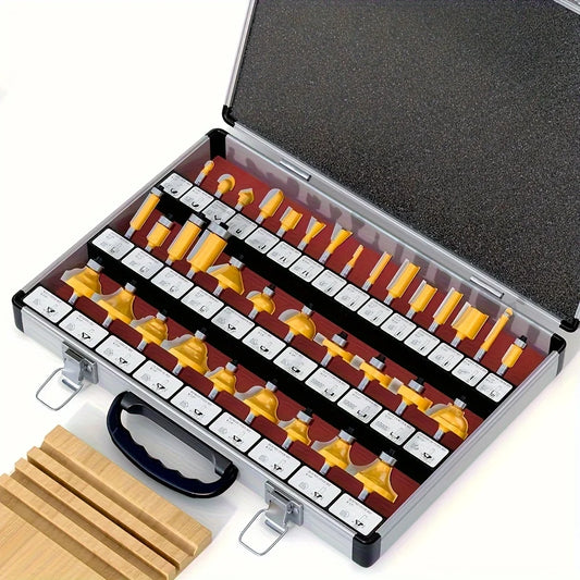 35 Pieces Set Carbide Tipped Router Bits 1/4 Inch Shanks Premium Woodworking Router Bit Set