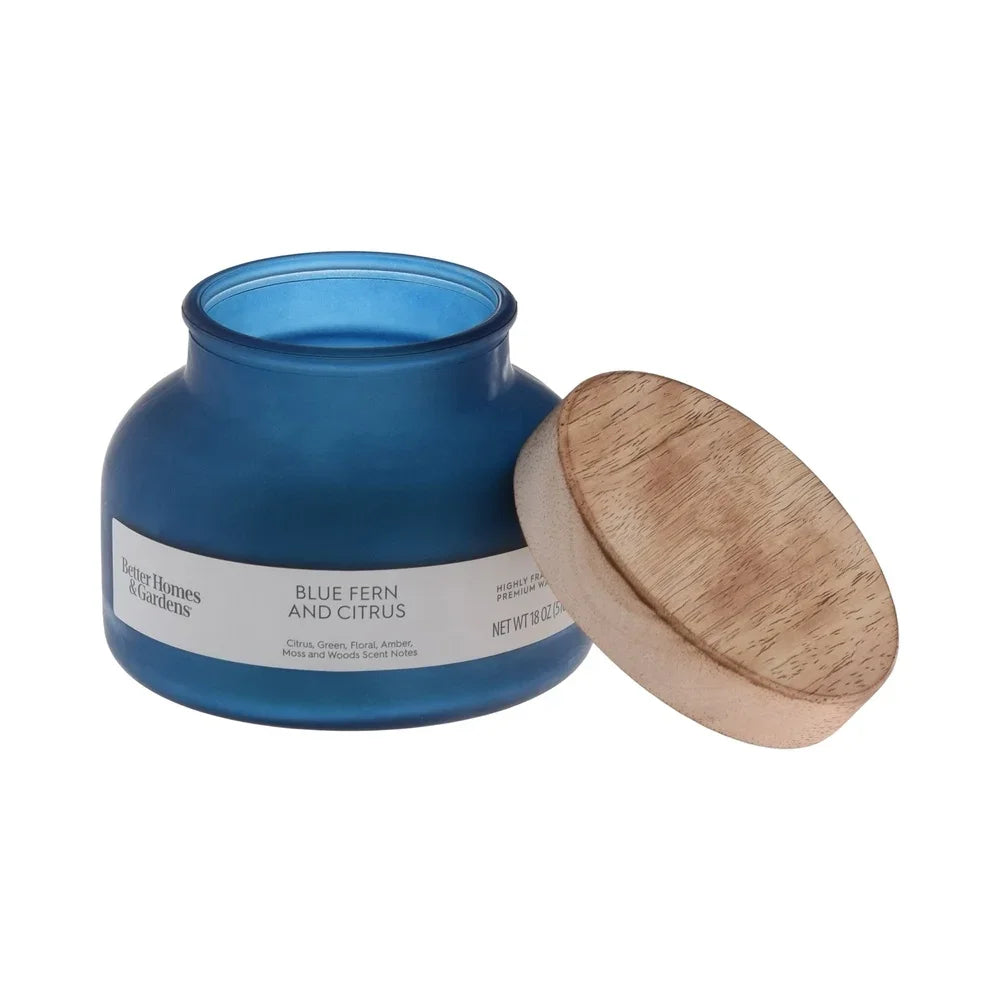 Blue Fern Citrus Scented Jar Candle for Home Décor