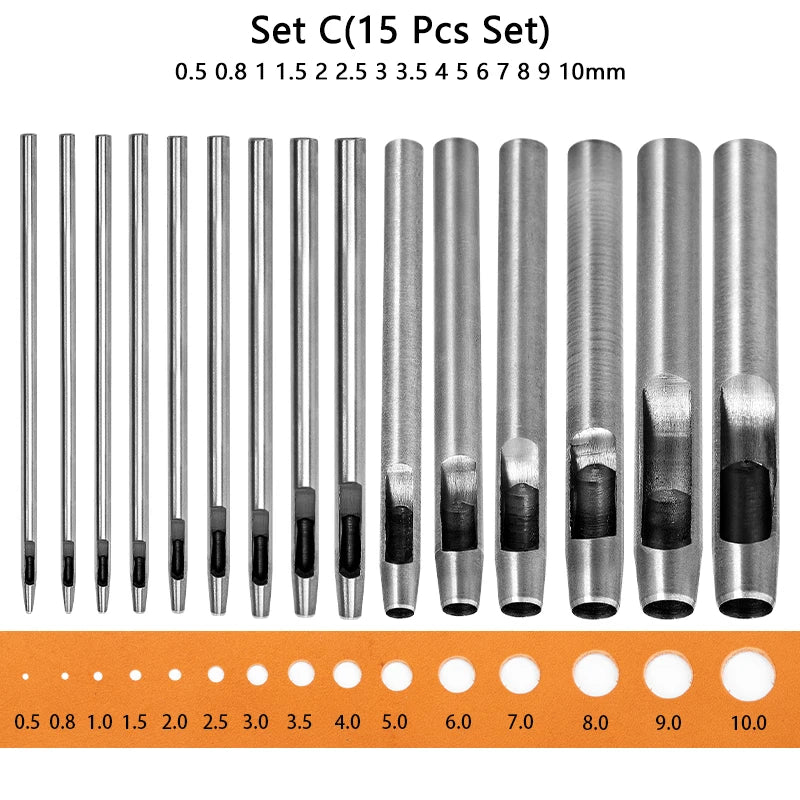 Hollow Punch Set for Leather Craft and Fabric Projects