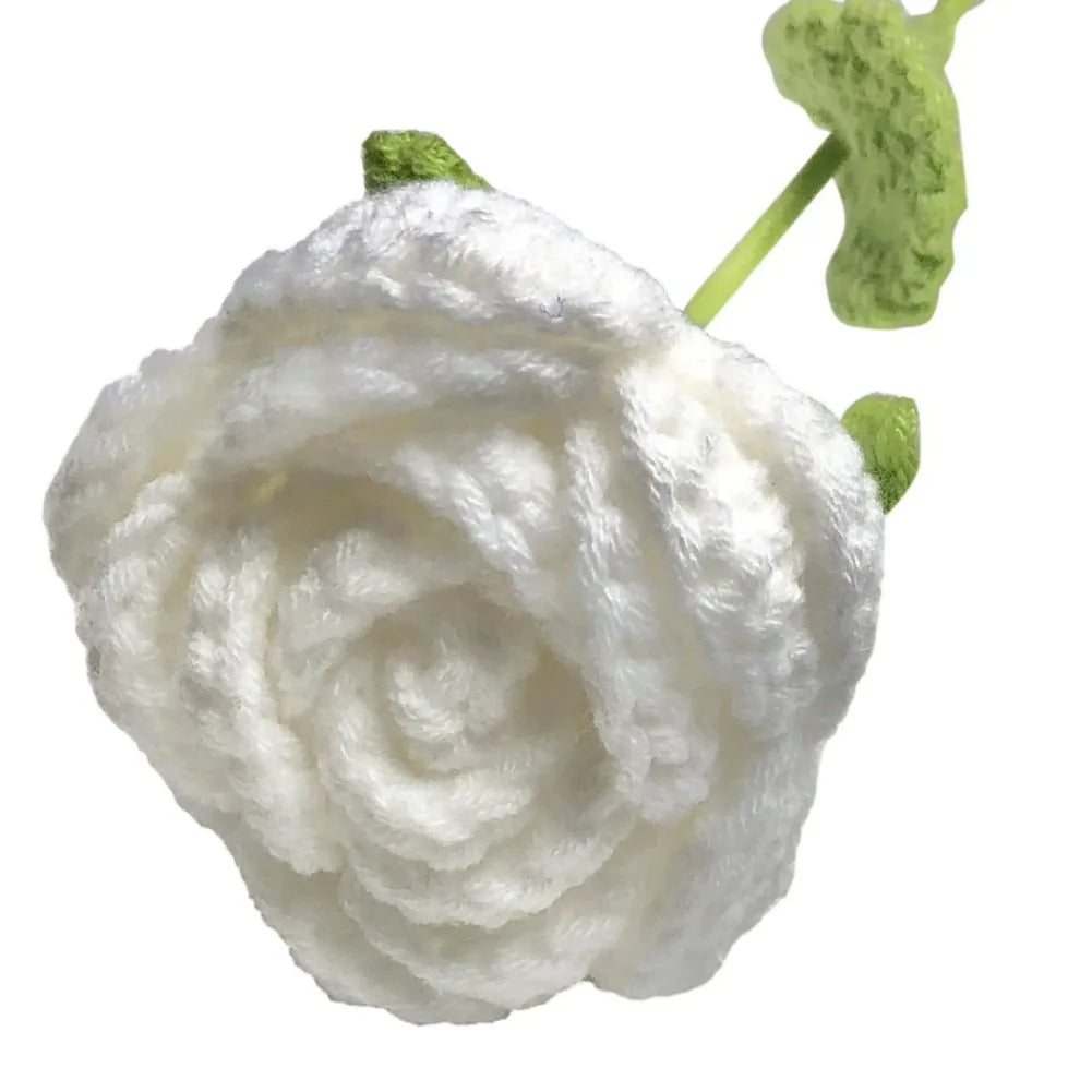 6 Pieces Multi Color DIY Knitting Rose Flower Bouquet Hand Knitted Fake Flowers Crochet Floral Arrangement
