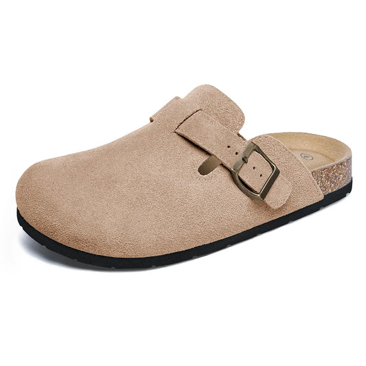 Women's Suede Clogs Shoes Adjustable Buckle Slip On Slippers