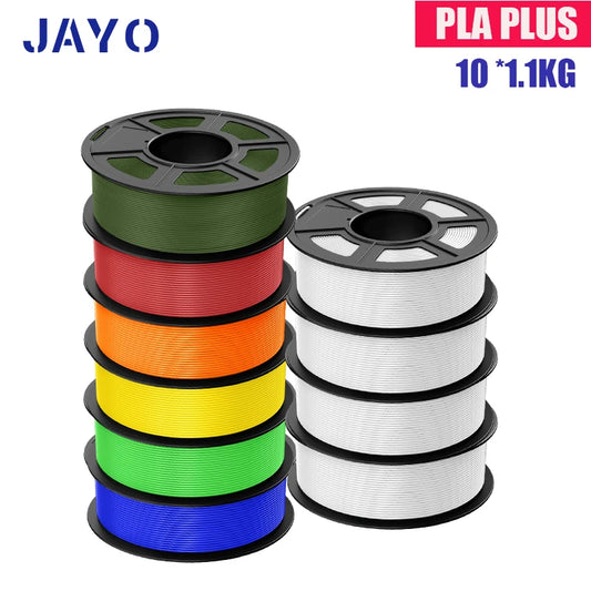 JAYO PLA Plus Filament 1.75mm 10 Rolls Set Non Toxic 3D Printing Refills Smooth No Bubbles Multiple Colors Optional