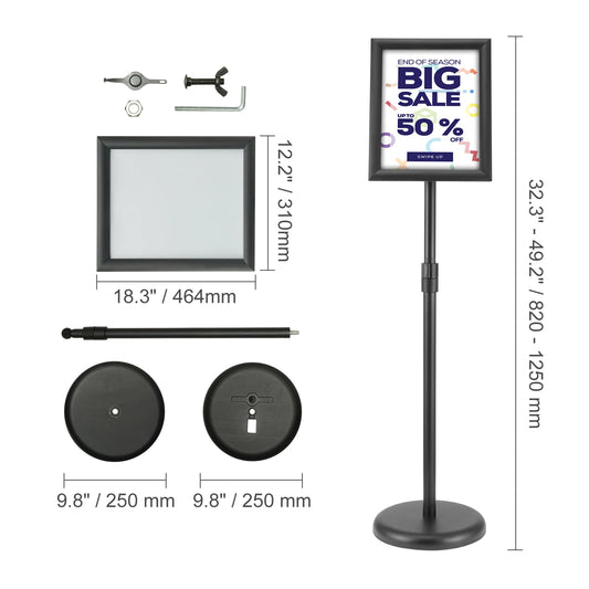 VEVOR Pedestal Sign Holder Adjustable Floor Poster Stand