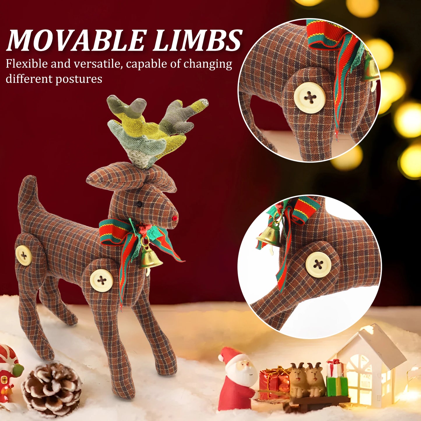 Posable Reindeer Christmas Decorations Set for Festive Decor