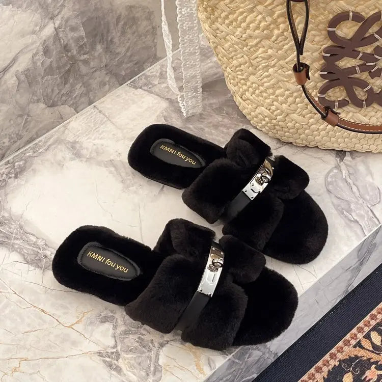 Guangdong Fur Over The Knee Boots For Women Buckle Comfort