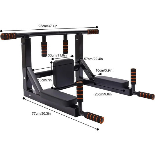 Multi Grip Wall Mount Pull Up Bar and Dip Station