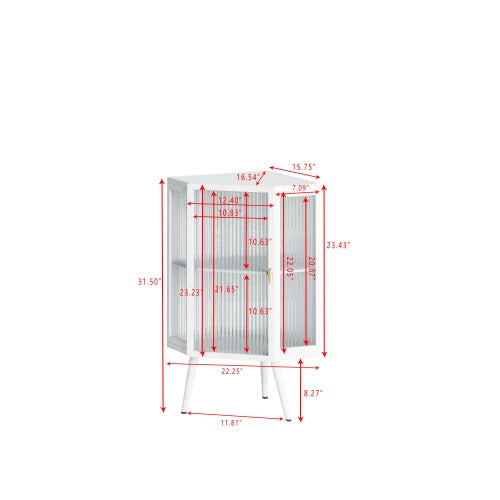 22.25 Inch Floor Corner Cabinet with Tempered Glass Door and Storage Shelves for Bathroom Living Room Bedroom White