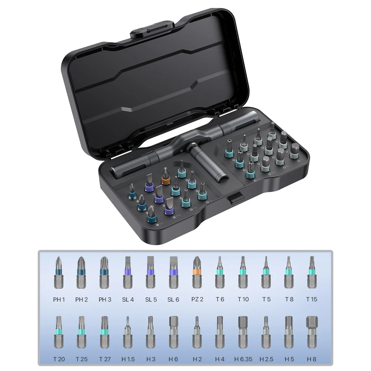VMAN 24 in 1 Multifunction Ratchet Screwdriver Set with Magnetic Bits Mini Repair Tool Kit for Household and PC Use