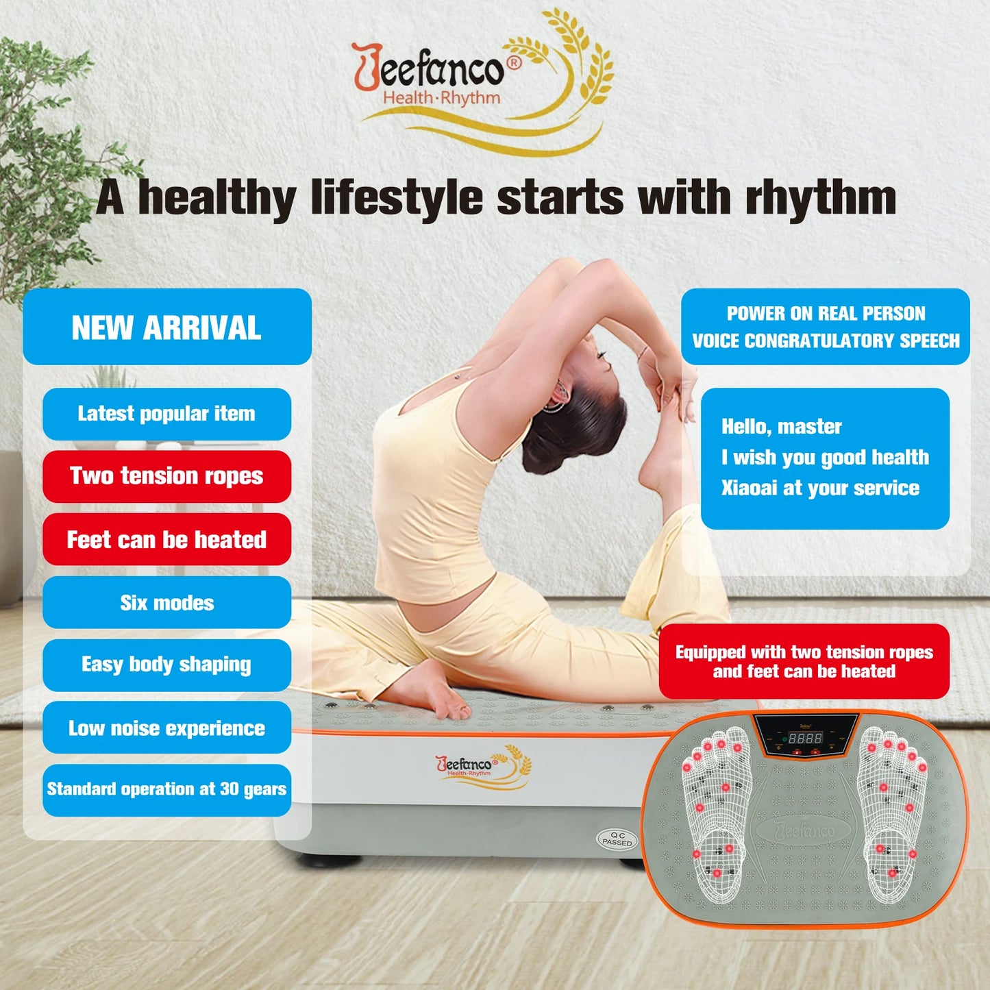 Jeefanco Vibration Plate For Home Fitness Magnetic Surface