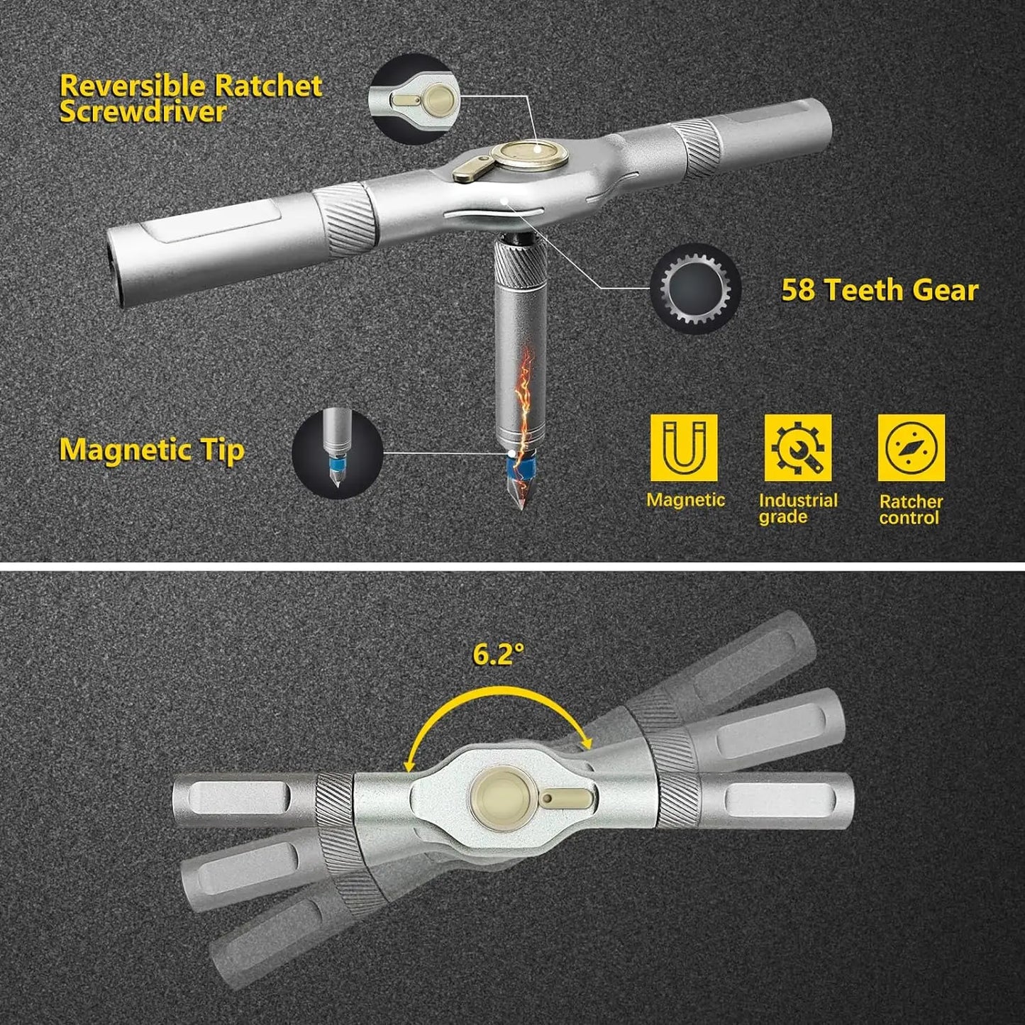 VMAN 24 in 1 Multifunction Ratchet Screwdriver Set with Magnetic Bits Mini Repair Tool Kit for Household and PC Use