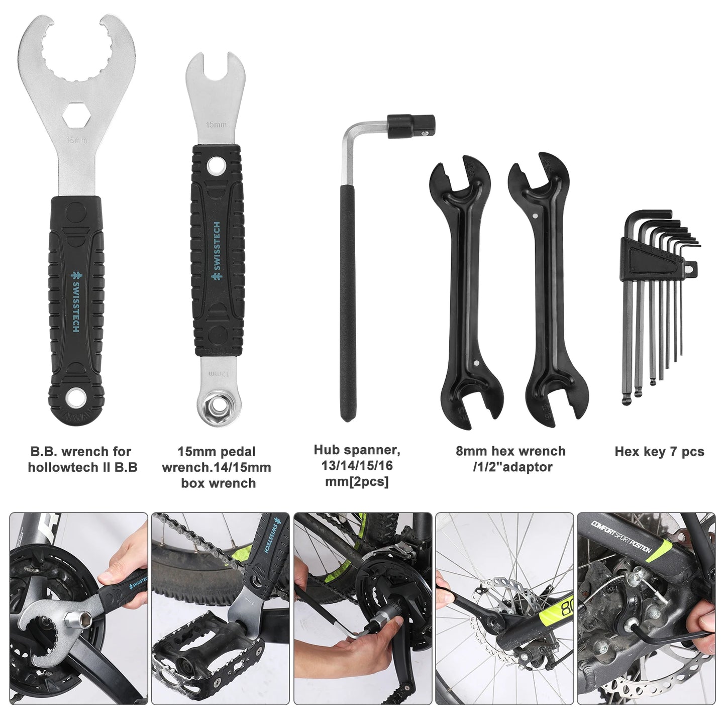 Swiss Tech 30 Piece Bike Repair Tool Kit with Case