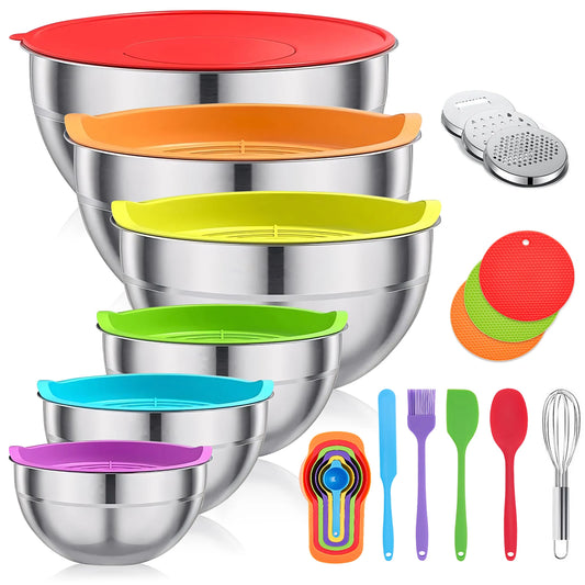 29-Piece Stainless Steel Mixing Bowl Set for Kitchen Essentials