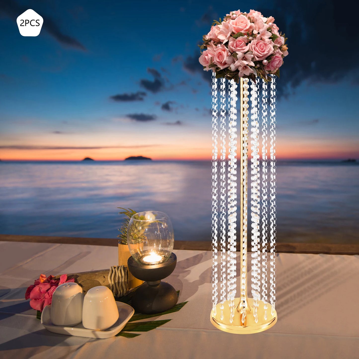 2Pcs 35.4Inch Tall Wedding Centerpieces Elegant Flower Vases