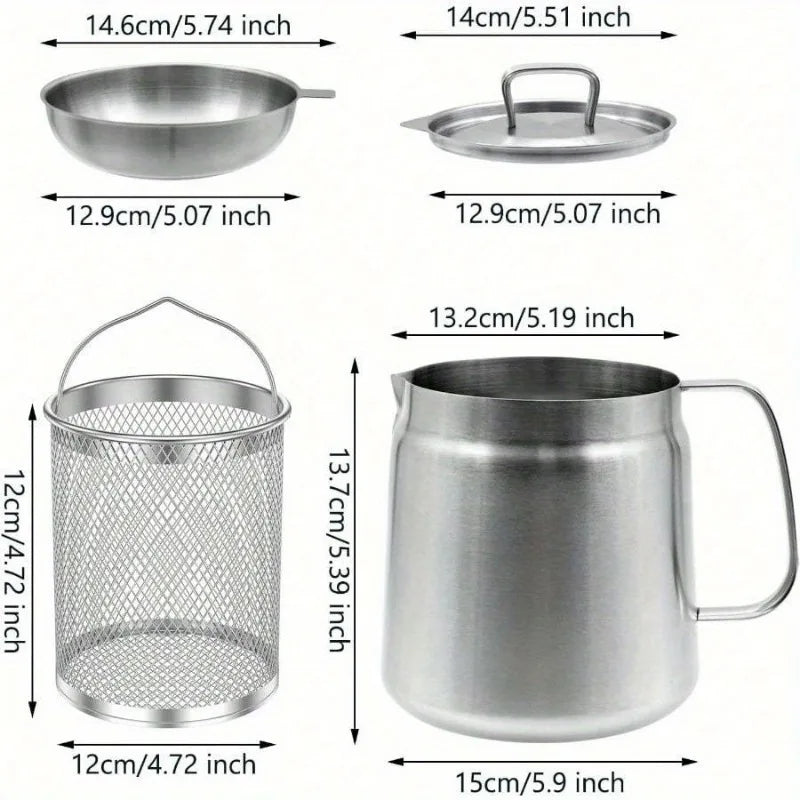 Oil Filter Pot with Strainer Deep Fryer Basket