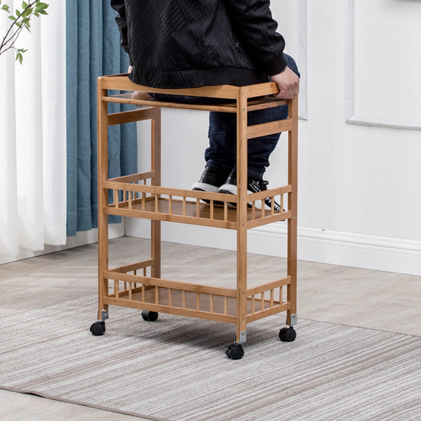 3-Tier Mobile Serving Cart Kitchen Storage Rack