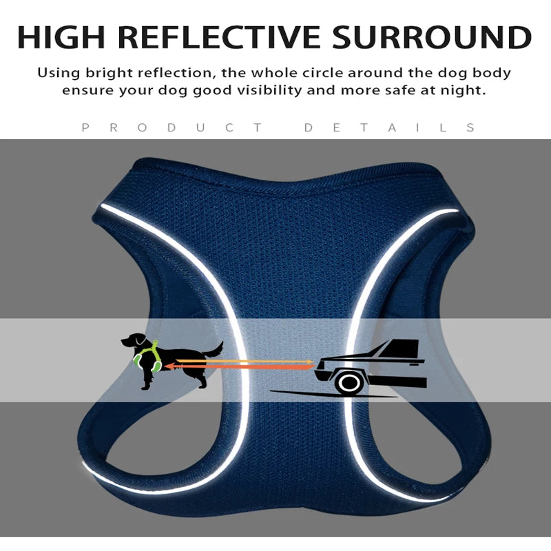 Adjustable Reflective Dog Harness and Leash Set for Walking