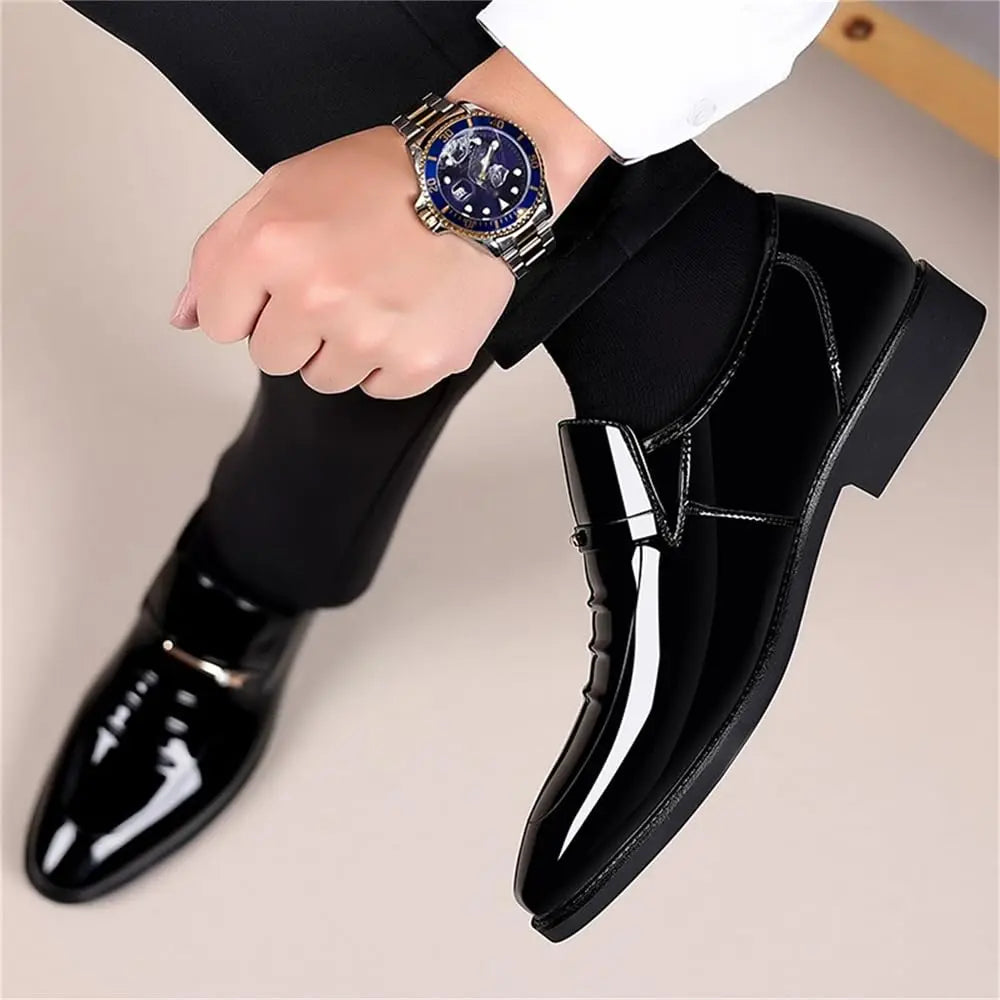 Mens Formal Oxford Slip On Loafers High Gloss Patent Shoes