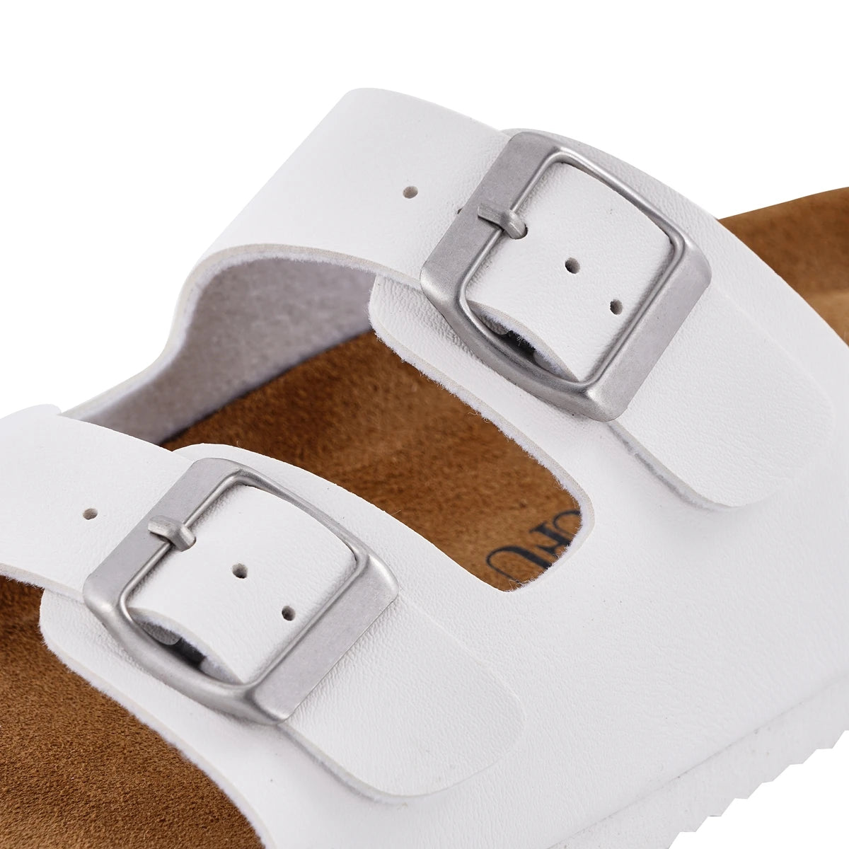 Fashionable Women's Cork Slippers with Double Buckle Design