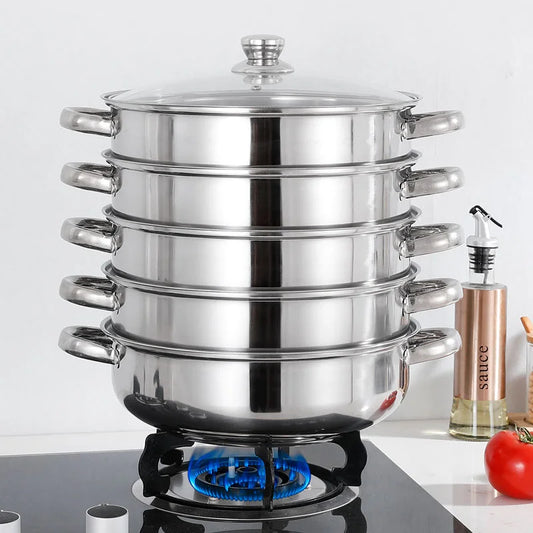 30CM 5 Tier Cook Food Veg Pot Large Stainless Steel Steam Cooker