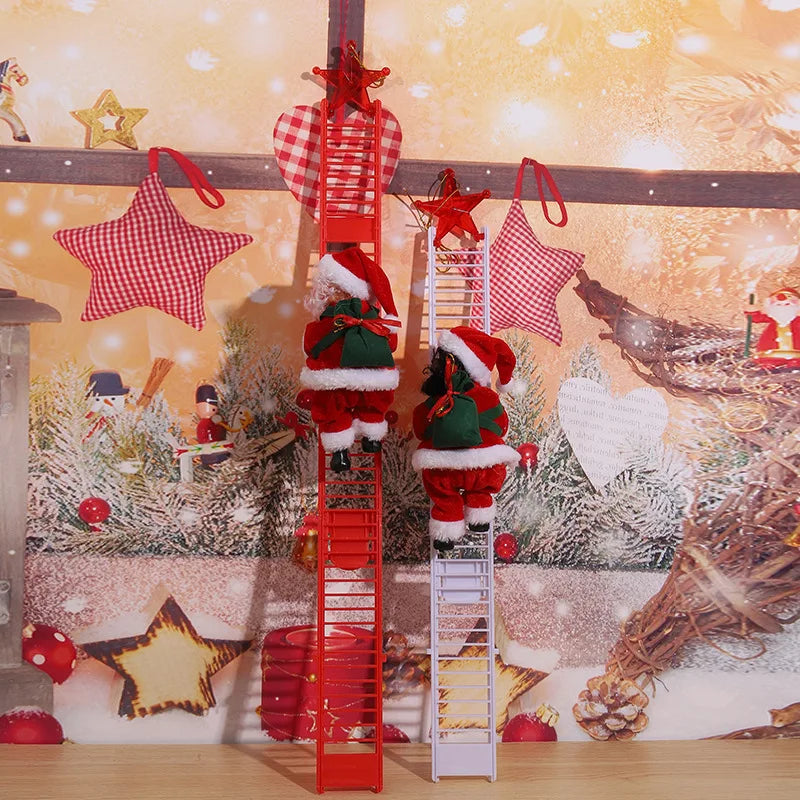 Christmas Decoration Electric Ladder Climbing Rope Santa Claus Gift Black Ladder Pendant