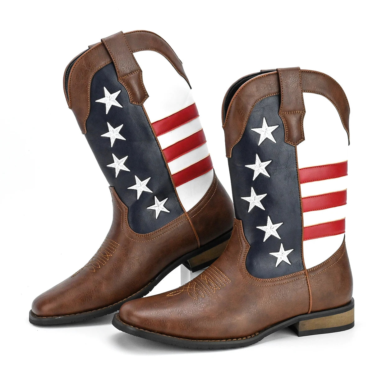 Personalized Fashion Men's Cowboy Boots with Five-Pointed Star
