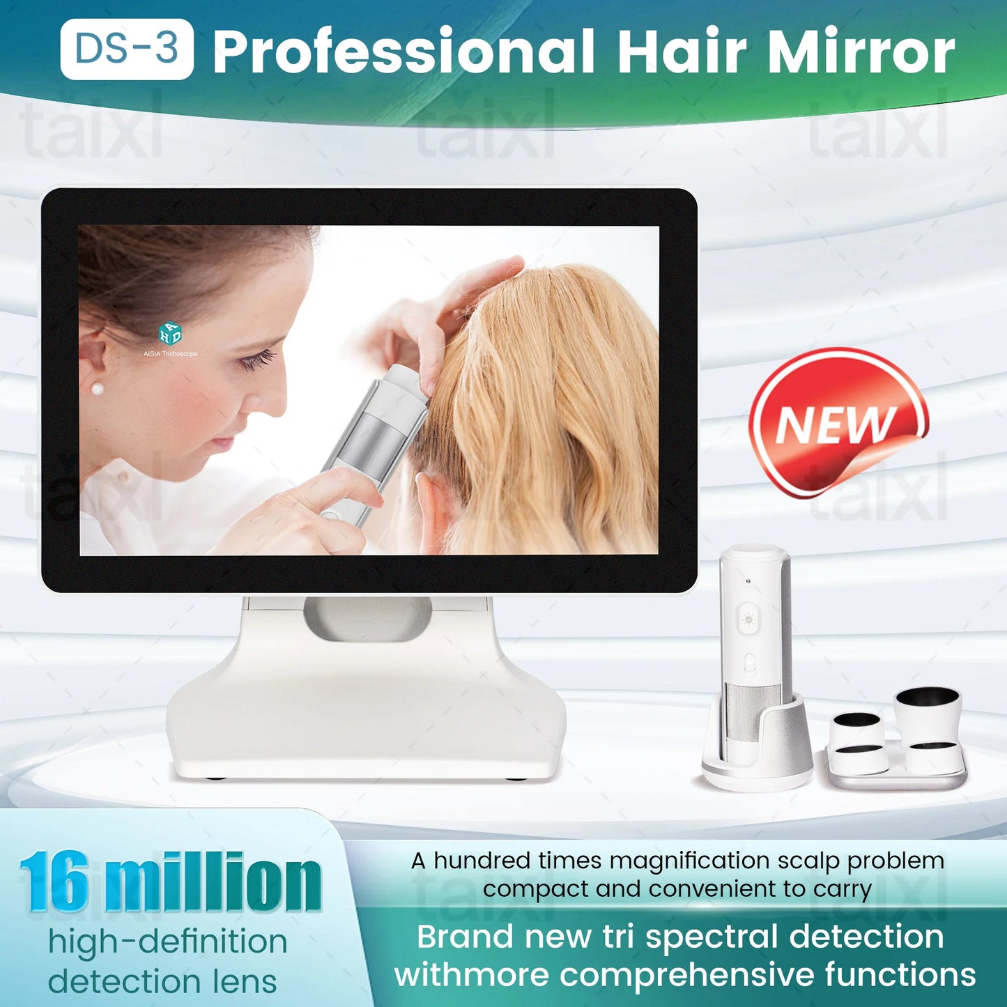 Professional Scalp Care Therapy Hair Analyzer 16 Inch 4 Probe High Definition Skin and Hair Detection Device