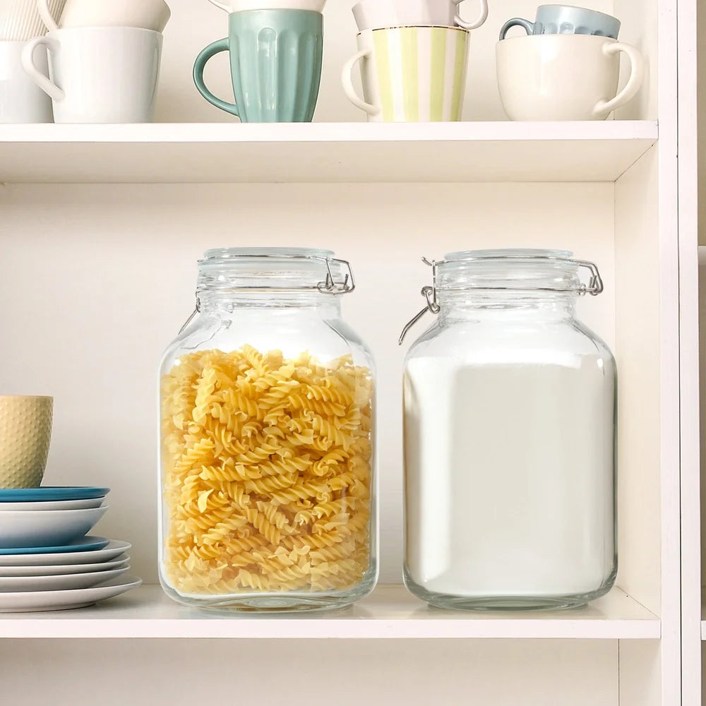 PDQDrinkware Glass Jars 2 Pack Airtight Lid Wide Mouth