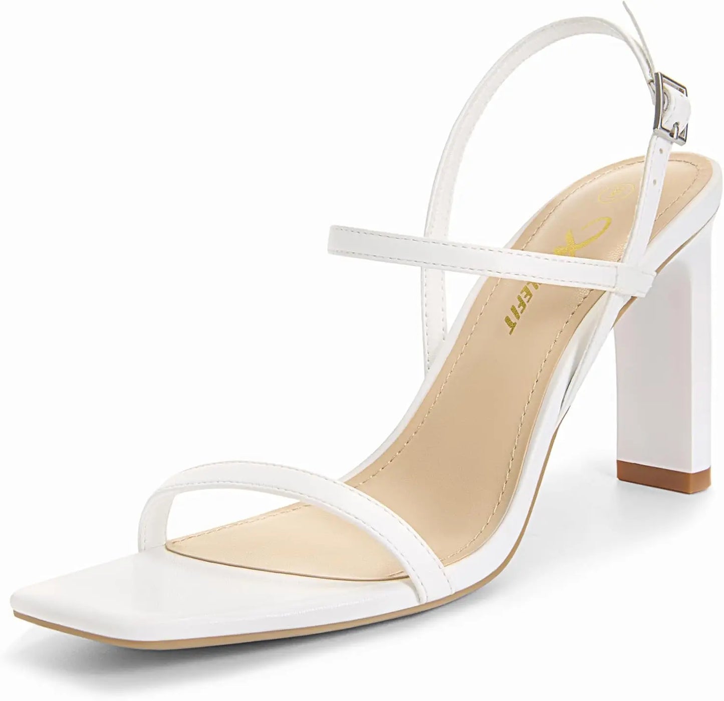 Women's Strappy High Heels Square Open Toe Heeled Sandals Ankle Strap Dressy Wedding Party Shoes