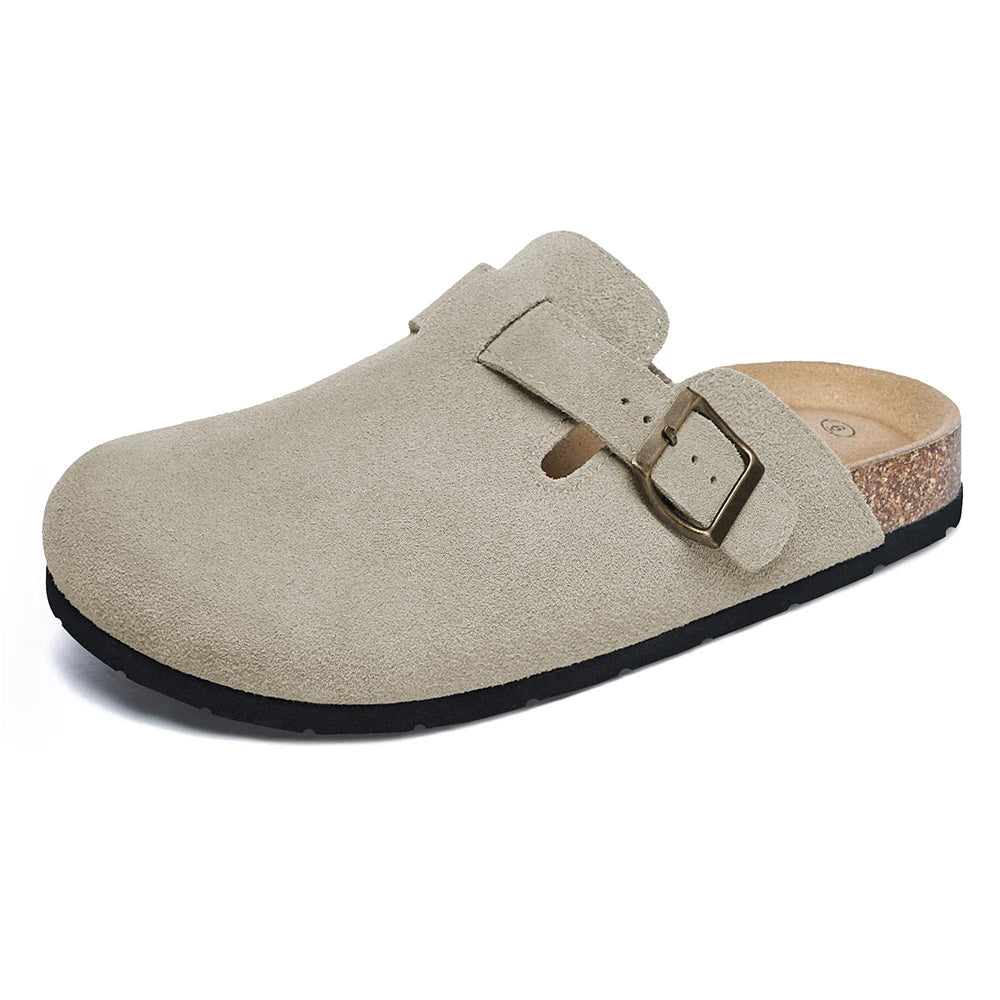Women's Suede Clogs Shoes Adjustable Buckle Slip On Slippers