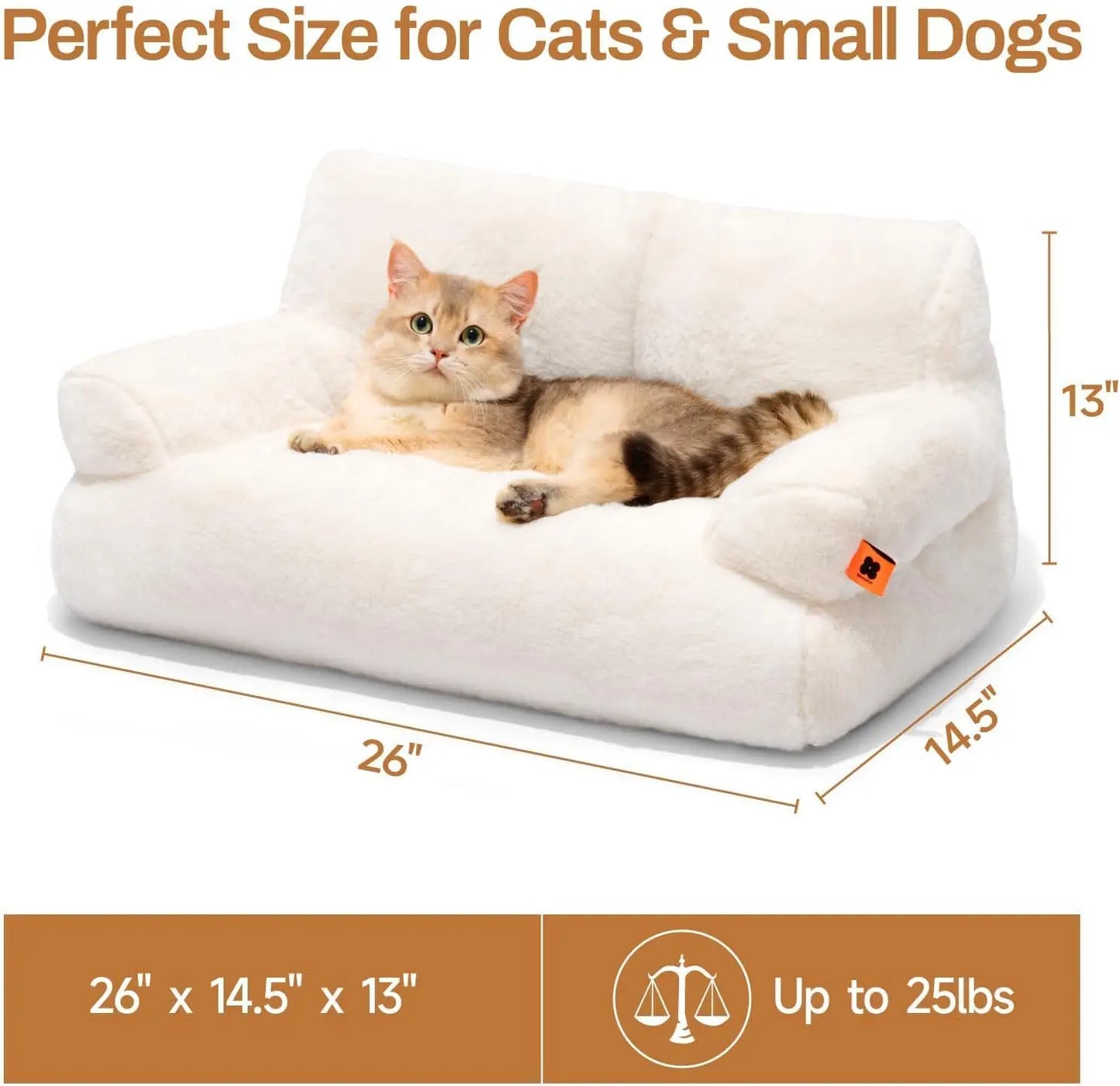 Mewoofun Pet Couch Bed 26x19x13 Inch Washable Cat Bed for Medium Small Dogs and Cats Up to 25 Pounds Fluffy Black and White Couch