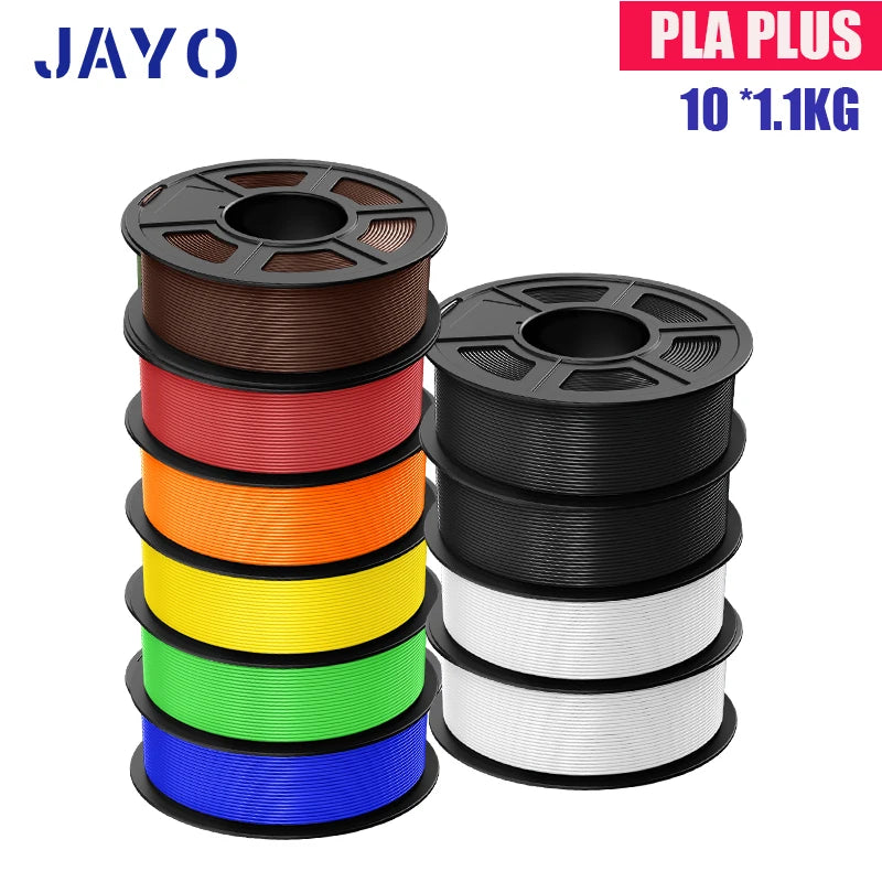 JAYO PLA Plus Filament 1.75mm 10 Rolls Set Non Toxic 3D Printing Refills Smooth No Bubbles Multiple Colors Optional