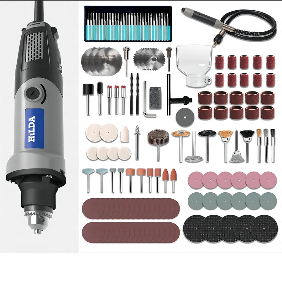 HILDA 500W Rotary Tool Kit Variable Speed Accessories for DIY Engraving Pen Jewelry Metal Glass Mini Wireless Drill