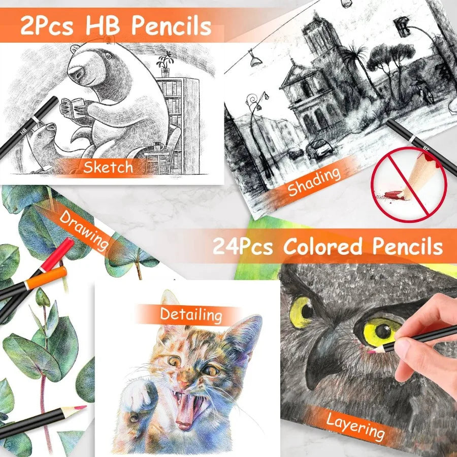 Hign Concerned Art Supplies Set With Wooden Box For Artists