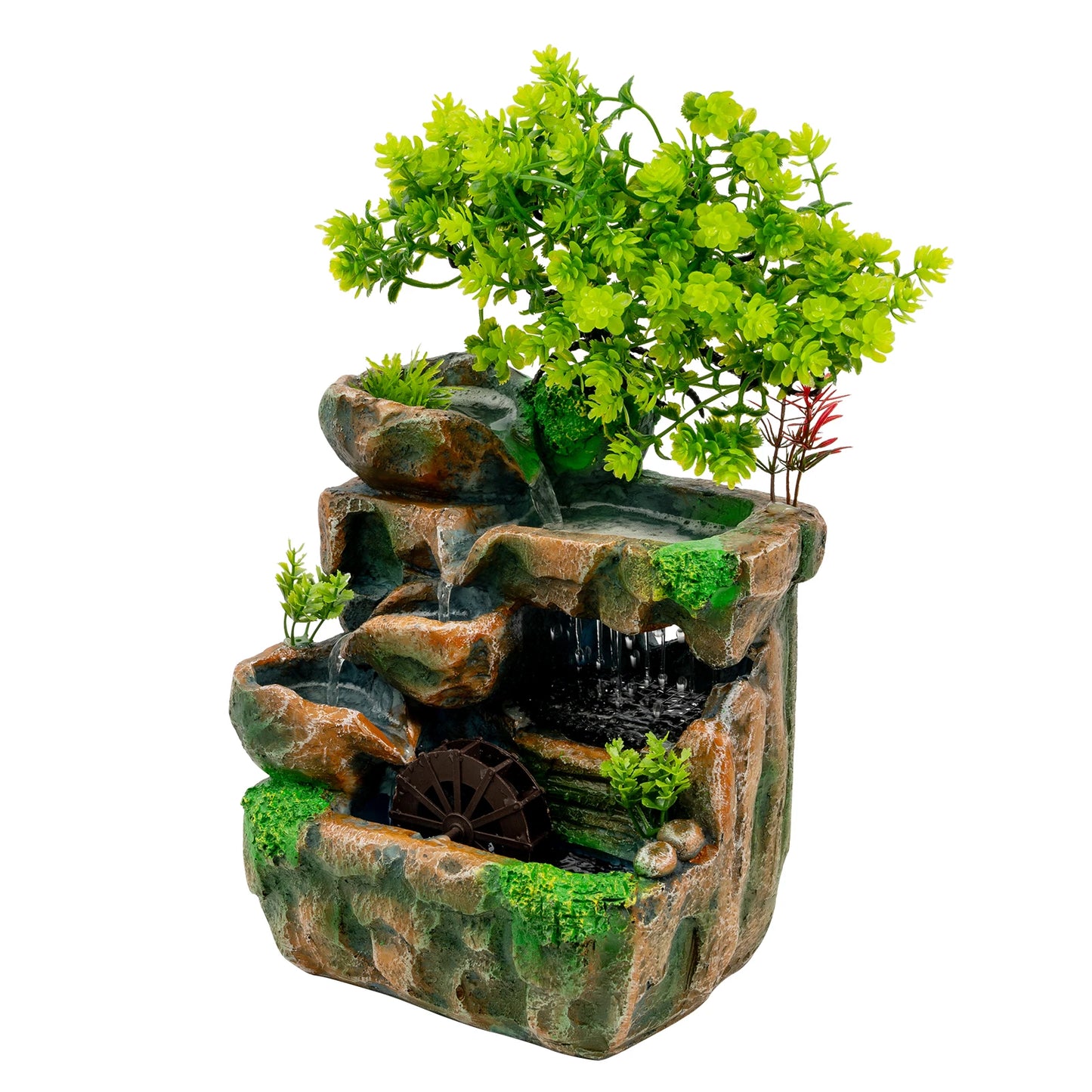 Resin Tabletop Fountain Ornament With LED For Home Office