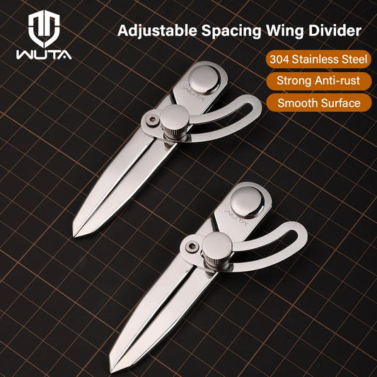 WUTA 304 Stainless Steel Leather Compass and Wing Divider Tool