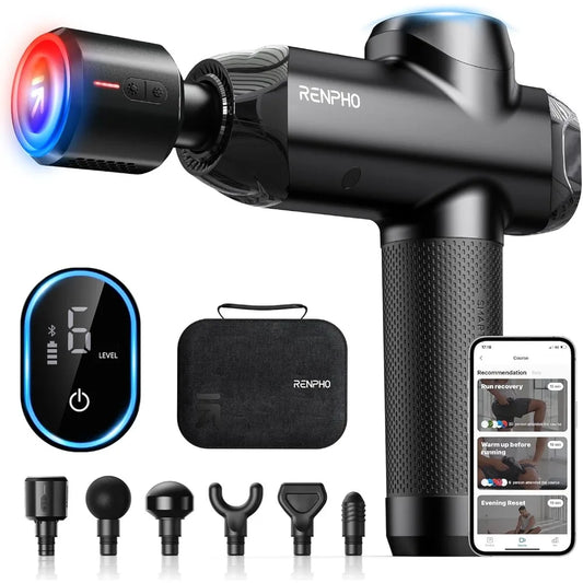 Deep Tissue Hot and Cold Massage Gun Percussion Muscle Massage Gun Bluetooth 12mm Amplitude Handheld Power Supply