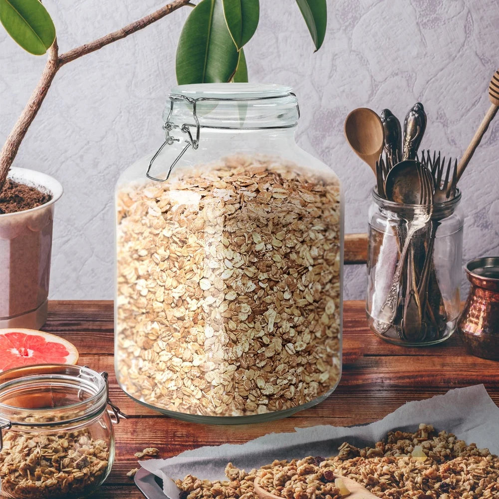 PDQDrinkware Glass Jars 2 Pack Airtight Lid Wide Mouth