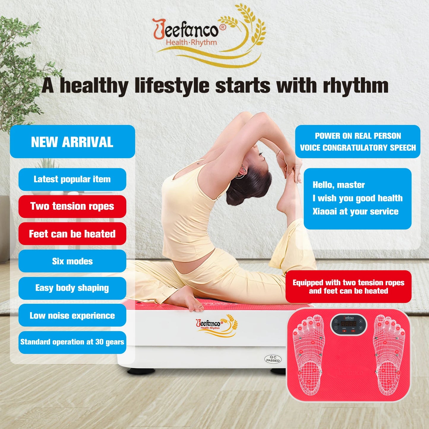 Jeefanco Vibration Plate Seniors And Teens Silicone Surface