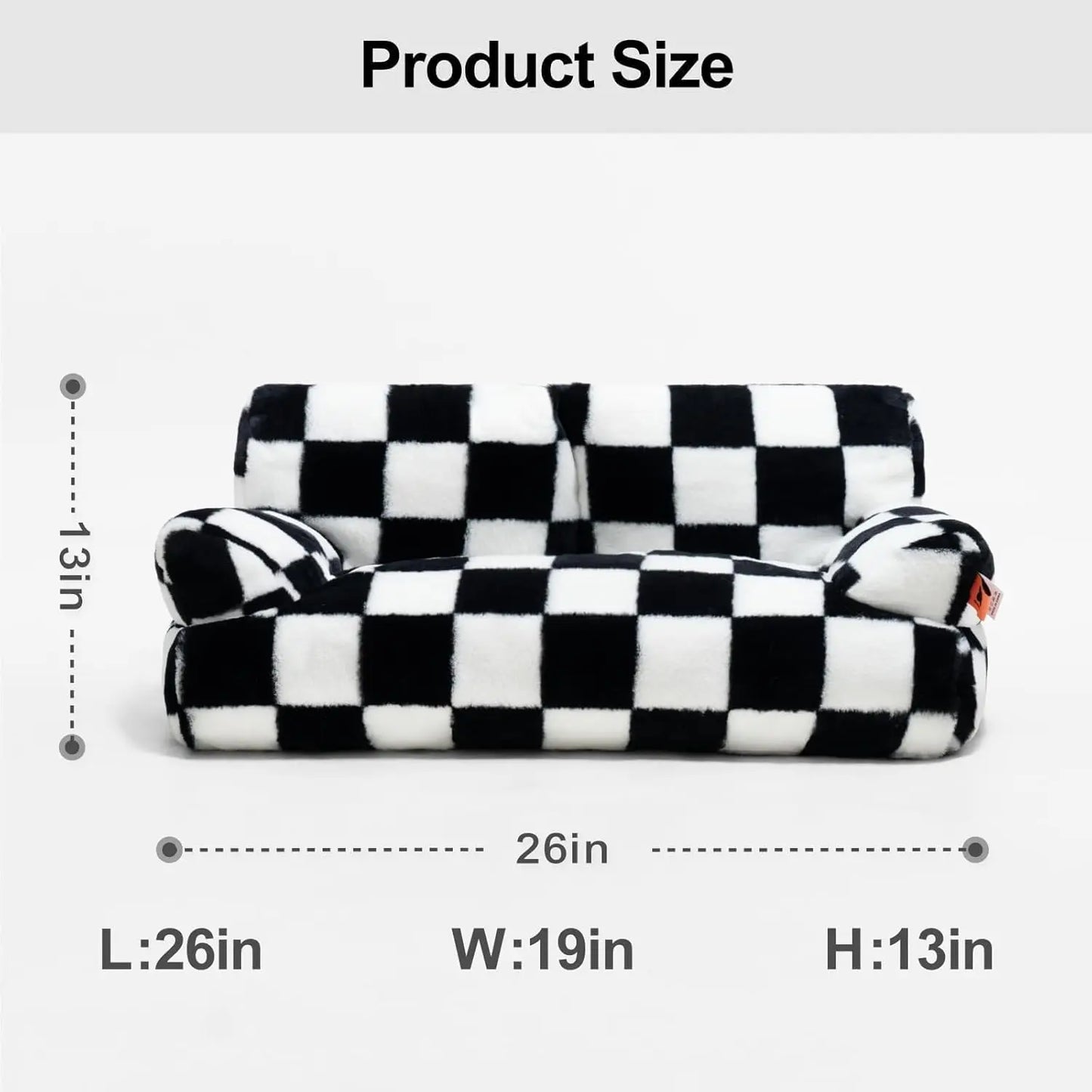 Mewoofun Pet Couch Bed 26x19x13 Inch Washable Cat Bed for Medium Small Dogs and Cats Up to 25 Pounds Fluffy Black and White Couch